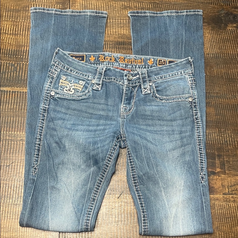 Rock Revival Women’s Medium Blue Boot Cut Jeans “Boris Boot”